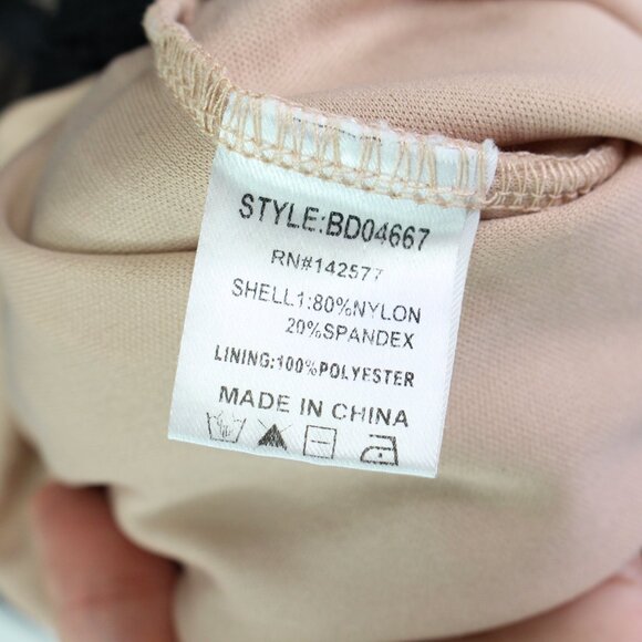 Blashe Puff Shoulder Lace Corset Pencil Dress‎ Black Nude Size M - Picture 4 of 5